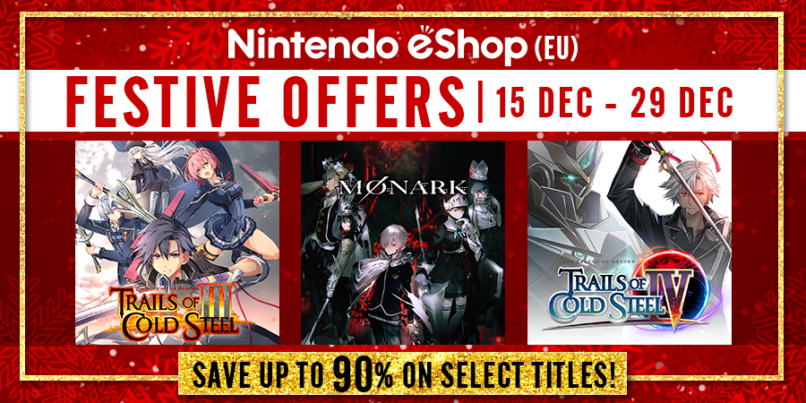 at donere Hæderlig Flourish NISAinEurope on Twitter: "🎄 FESTIVE OFFERS SALE ON THE NINTENDO ESHOP! 🎄  Save on a bunch of Nintendo Switch titles, including: 👑MONARK 🗡️The  Legend of Heroes: Trails of Cold Steel III ⚔️The