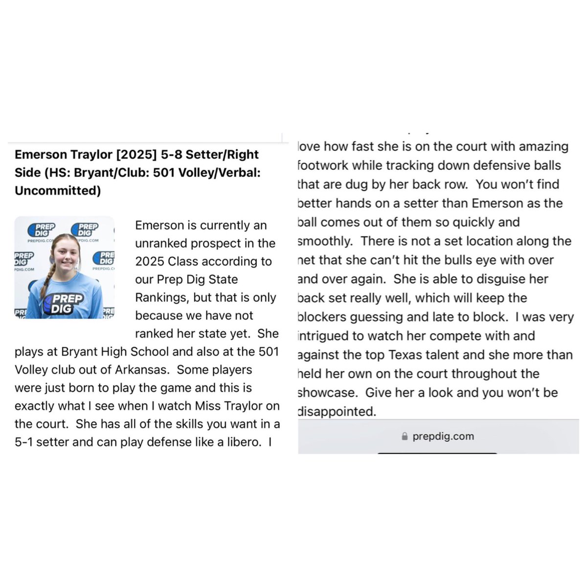 Thank you so much @PrepDigTX for the write-up! I had such a good time competing with a great group. @501Volley @bryanthornetvb @BHornetAthletes @NCAAVolleyball @D2Volleyblog @PrepDigChris