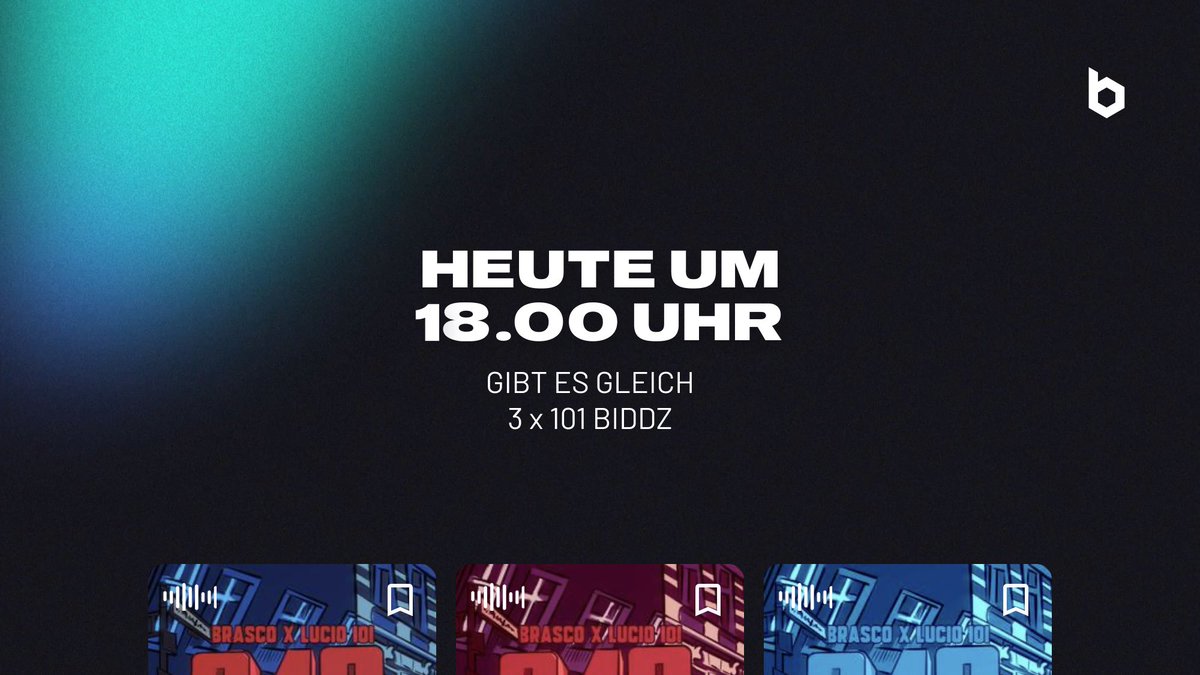 biddz_io's tweet image. Heute 18:00 UHR 💯 Brasco x Lucio101 💙

app.biddz.io 👈

#deutschrap #MusicNFTs