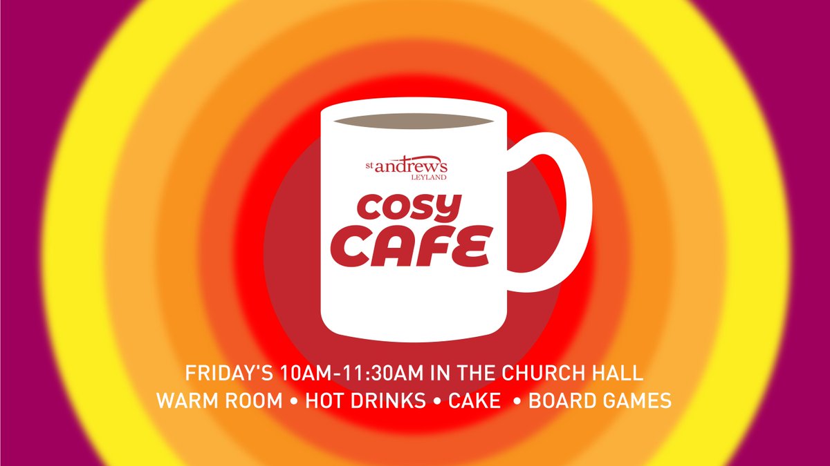 StAndrewLeyland's tweet photo. Tomorrow - join us in the church hall for hot drinks, board games & cake #warmspace #talkingtables https://t.co/TlMR6oZho3
