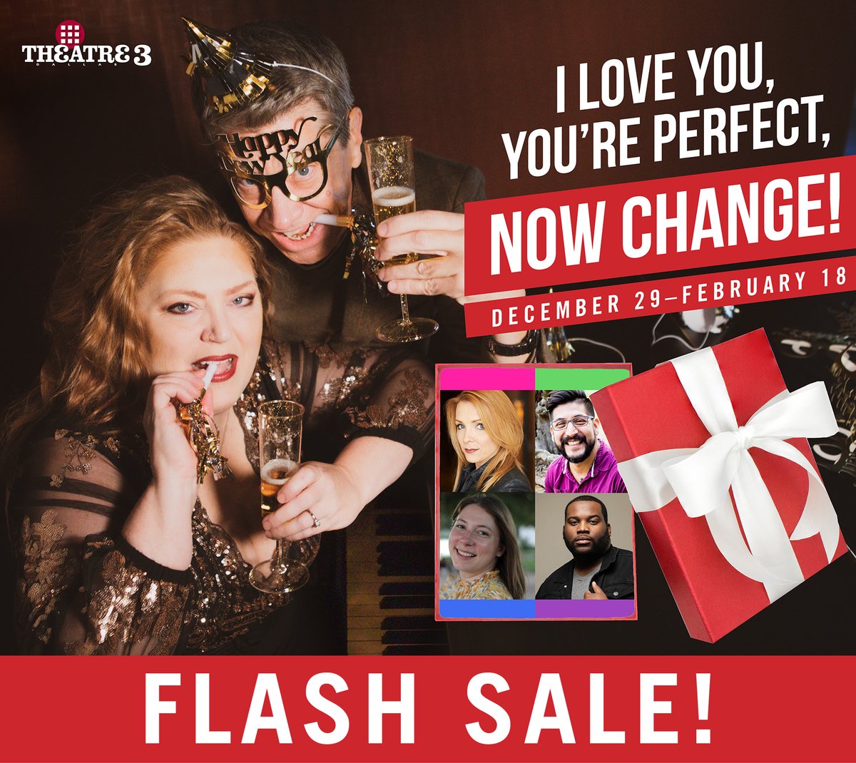 48-Hour Flash Sale! 🎁 Save $10 and stuff stockings with T3 tickets until tomorrow, Friday, December 16 at 11:59 PM. Use code STOCKINGSTUFFER at bit.ly/T3Ticketing Not applicable for #NewYearsEve or #Valentines Day. #uptowndallas #musical #t3iloveyou