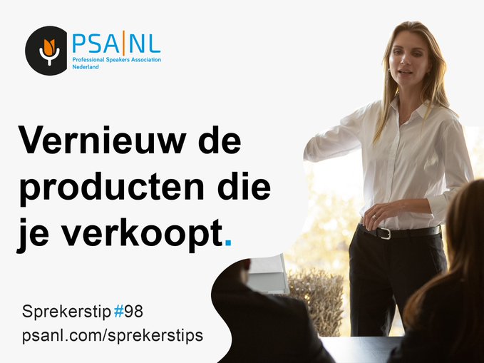 In plaats van je huidige presentatie verkopen aan nieuwe klanten, probeer eens nieuwe producten te verkopen aan je huidige klanten. 
#sprekerstip #presentatie #verkopen #psanederland