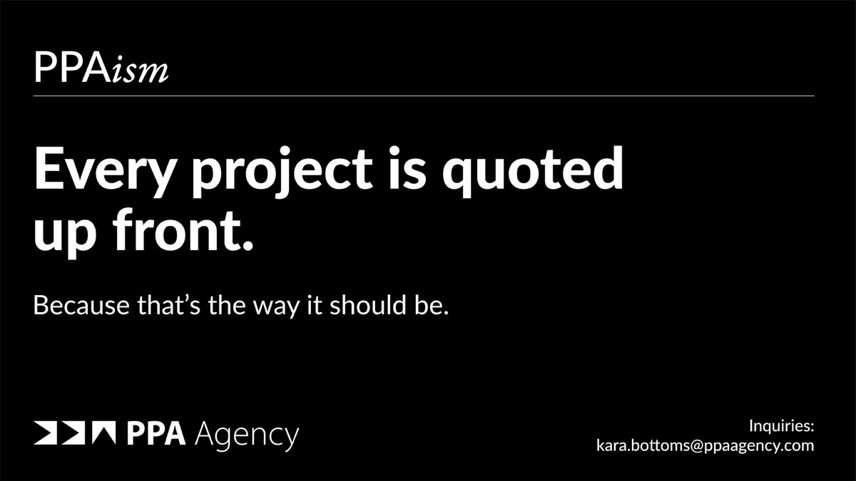 PPAColumbus's tweet photo. Some surprises are fun. Surprises with invoices are not. At PPA, we provide a quote for every project before it begins. It's one more way we make your job easier! #PPAAgency #MarketingAgency #PPAism #DigitalMarketing https://t.co/WBQjvnJJol