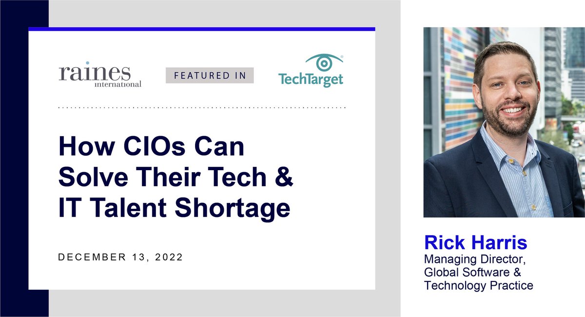Raines' Rick Harris was featured in @TechTarget's recent article about solving the Tech &amp; IT Talent Shortage. Check out the article for Rick's advice.

lnkd.in/gBdyHVPW  #tech #talent  #recruiting #cio