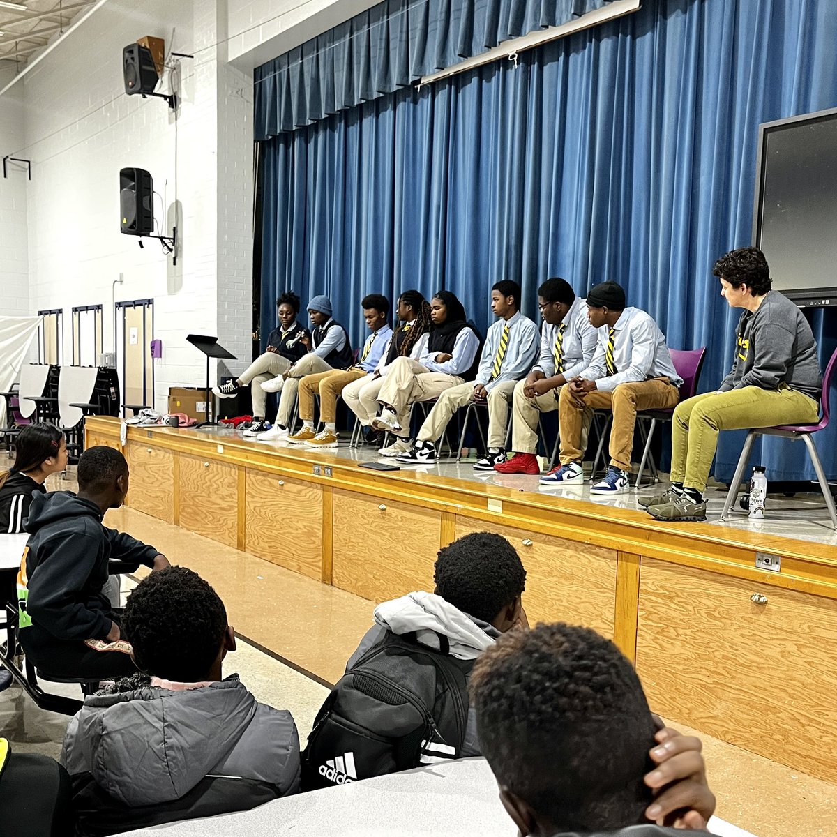 Students from <a href="/fugeesfamily/">Fugees Family</a> sharing experiences and encouraging peers at <a href="/TerangaAcademy/">BGISD Teranga Academy</a>. 

Learning English and a new culture is difficult, but education offers so many opportunities and possibilities. 
#ExcellenceIsWorthTheEffort 💜