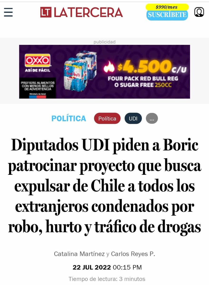 BotCheckerCL's tweet photo. 1- Diputados UDI Ingresan proyecto para expulsar a extranjeros condenados por tráfico, robo y hurto.
2- Piden por todos los medios de comunicación que el gobierno lo patrocine. 
3- Votan en contra

Como se llama la obra? https://t.co/JTuRvCeZyQ