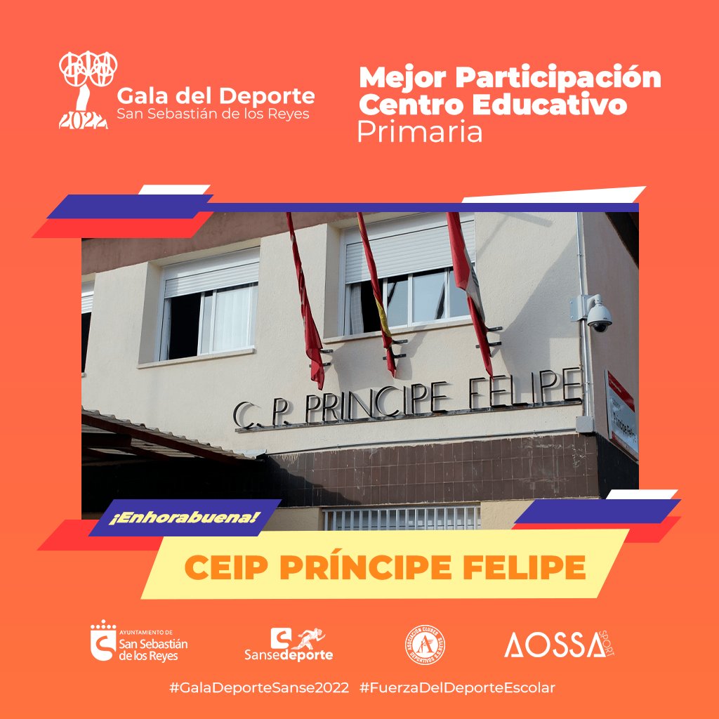 sansedeporte's tweet photo. 🏆 | Mejor Participación Centro Educativo Primaria

🔸CEIP Príncipe Felipe🔸

El CEIP Príncipe Felipe recibe el premio a Mejor Centro Educativo de Primaria por su fomento y participación en los diferentes programas deportivos del municipio.

#GalaDeporteSanse2022 https://t.co/gl2teoXDCy
