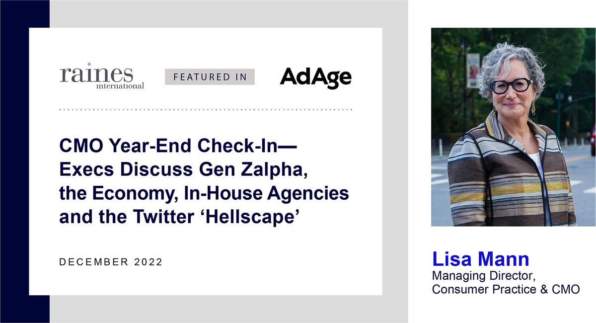 Raines' Lisa Mann spoke last week at <a href="/adage/">Ad Age</a> Next: CMO. Read the recap for Lisa's thoughts about the changing role of the chief marketer.

lnkd.in/gDiWRizz

#cmo #chiefmarketingofficer #marketing #adage