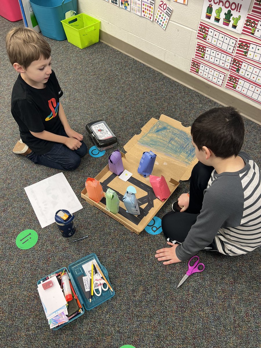 First graders are working hard on their community projects 👏