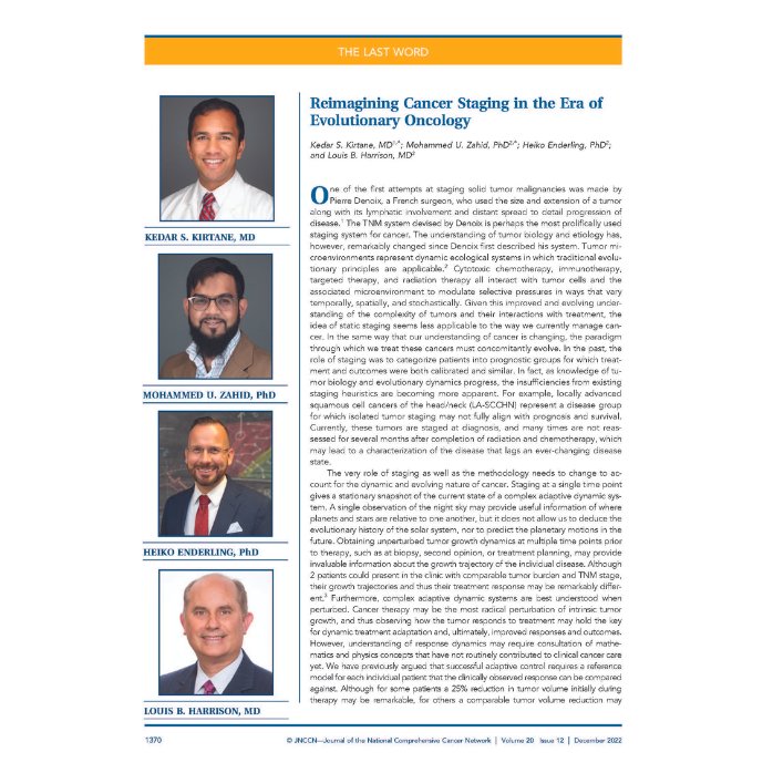 𝙅𝙪𝙨𝙩 𝙥𝙪𝙗𝙡𝙞𝙨𝙝𝙚𝙙: Reimagining #CancerStaging in the Era of #EvolutionaryOncology: jnccn.org/view/journals/… 
Commentary by <a href="/DrKedarKirtane/">Kedar Kirtane, MD</a> <a href="/MohammadUZahid/">Mohammad U. Zahid, PhD</a> @HeikoEnderling &amp; Louis B. Harrison, MD, of <a href="/MoffittNews/">Moffitt Cancer Center</a>