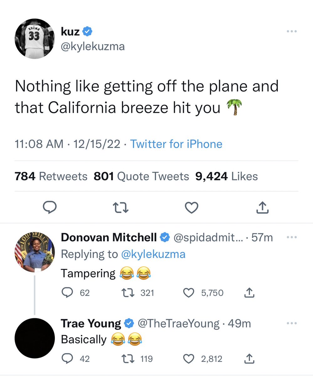 ClutchPoints's tweet photo. Kyle Kuzma just enjoying the Cali weather, but Donovan Mitchell and Trae Young are not having it 😭 https://t.co/yg6e3G4jRK