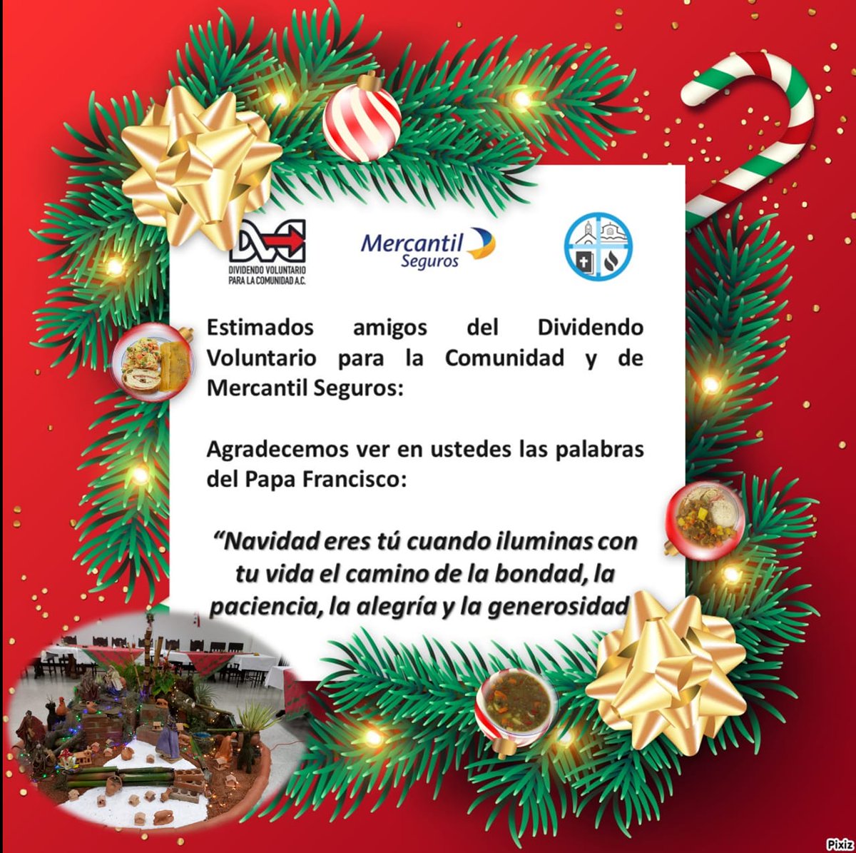 Desde el <a href="/DVC_VE/">Dividendo Voluntario para la Comunidad</a> agradecemos al Seminario Arquidiocesano de Caracas Santa Rosa de Lima <a href="/seminariodeccs/">Seminario Santa Rosa de Lima</a> por su salutación de Navidad. Vayan nuestros mejores deseos para ustedes y para nuestro aliado <a href="/MercantilSeg/">Mercantil Seguros</a>