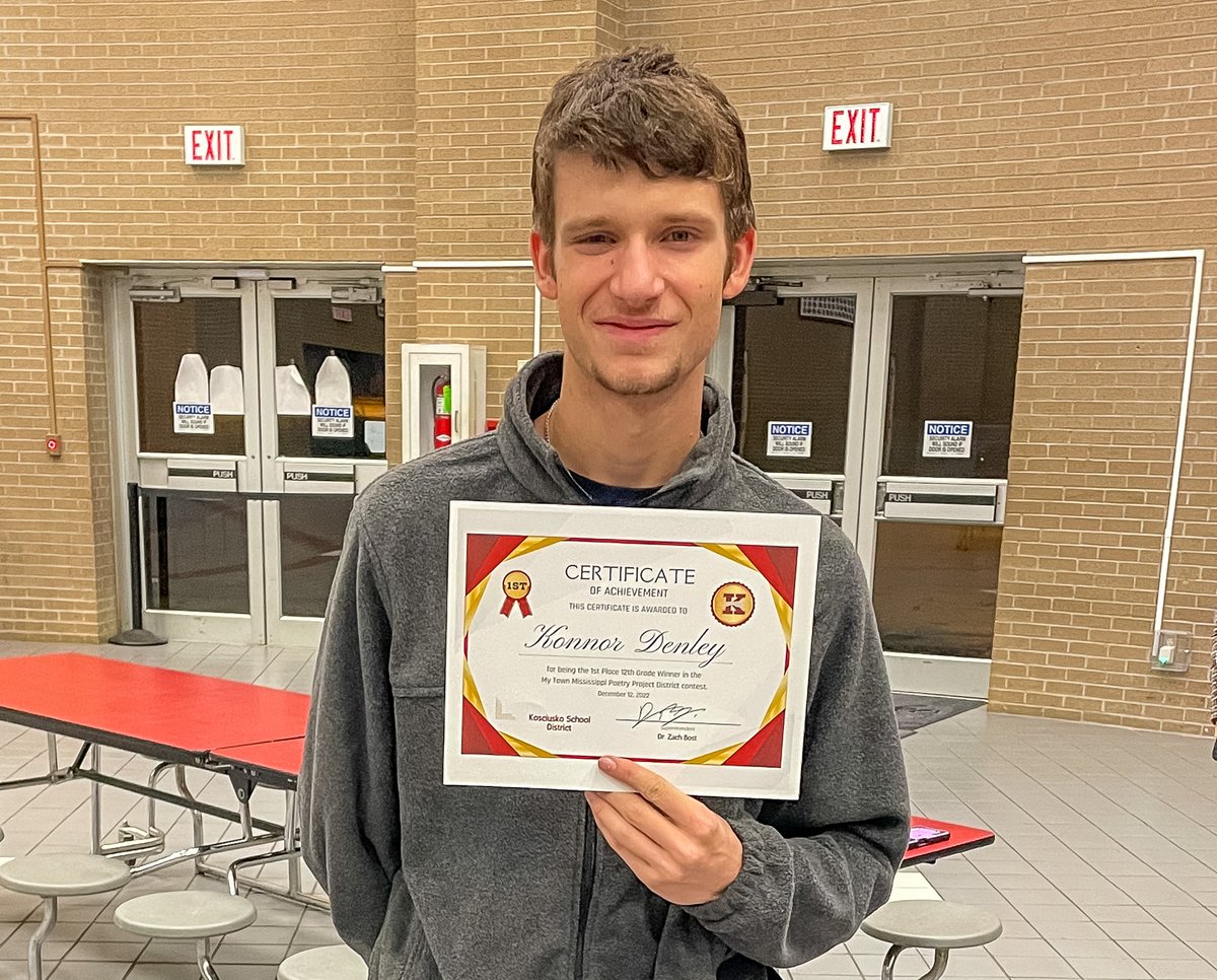 During our December school board meeting, KHS students were recognized for their accomplishments for scoring 30+ on the ACT, along with winners of the My Town Mississippi Poetry Contest.