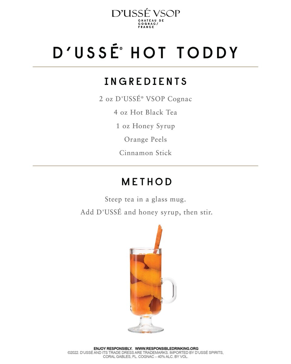 Tea's the season. Discover this D'USSÉ twist on the classic hot toddy recipe. Enjoy Responsibly. #DUSSE #Cognac #InternationalTeaDay dusse.com/cocktails/duss…