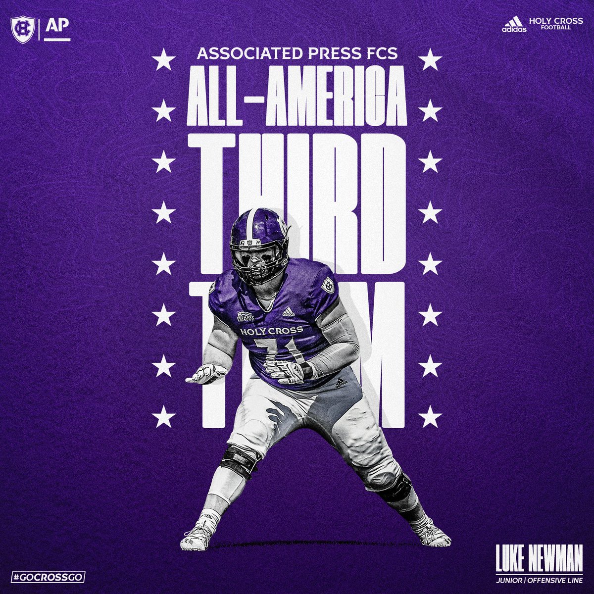 Junior @Luke32Newman has been named to the AP FCS All-America third team! bit.ly/3FXmgWk #GoCrossGo