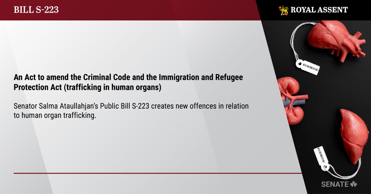SenateCA's tweet image. .@SenatorSalma's Bill #S223 has received Royal Assent: ow.ly/Kw3c50M4WbA

#SenCA #CdnPoli #RoyalAssent