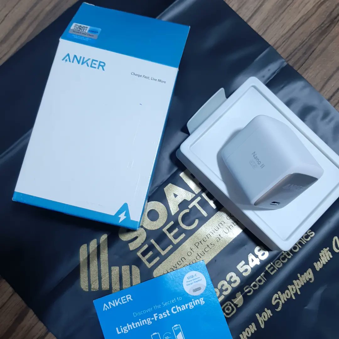 SoarElectronics's tweet photo. Price: GH¢ 420

Anker USB C Nano II 45W Fast Compact Foldable Charger. 
Powered by GaN II Technology &amp; Designed for  Phones, Notebooks, MacBooks &amp; Tablets. 

WhatsApp: https://t.co/ZdtoQgEhFV

#AnkerGhana #UseAnkerInstead #SoarElectronics #gadgets #Apple  #Ghana #GaNTech #GaN https://t.co/vnCOX98iGp