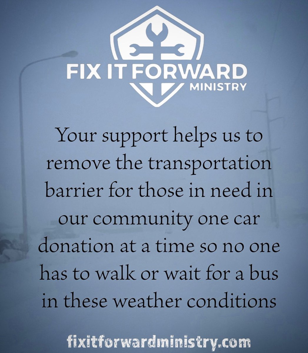 FIFMinistryFM's tweet image. These ND weather conditions are a clear reminder of why your donations &amp;amp; your volunteering are so helpful to Fix It Forward Ministry, together we can remove the transportation barrier for those in need one car donation at a time, 383 vehicles donated over 800 repaired to date 👊🏼
