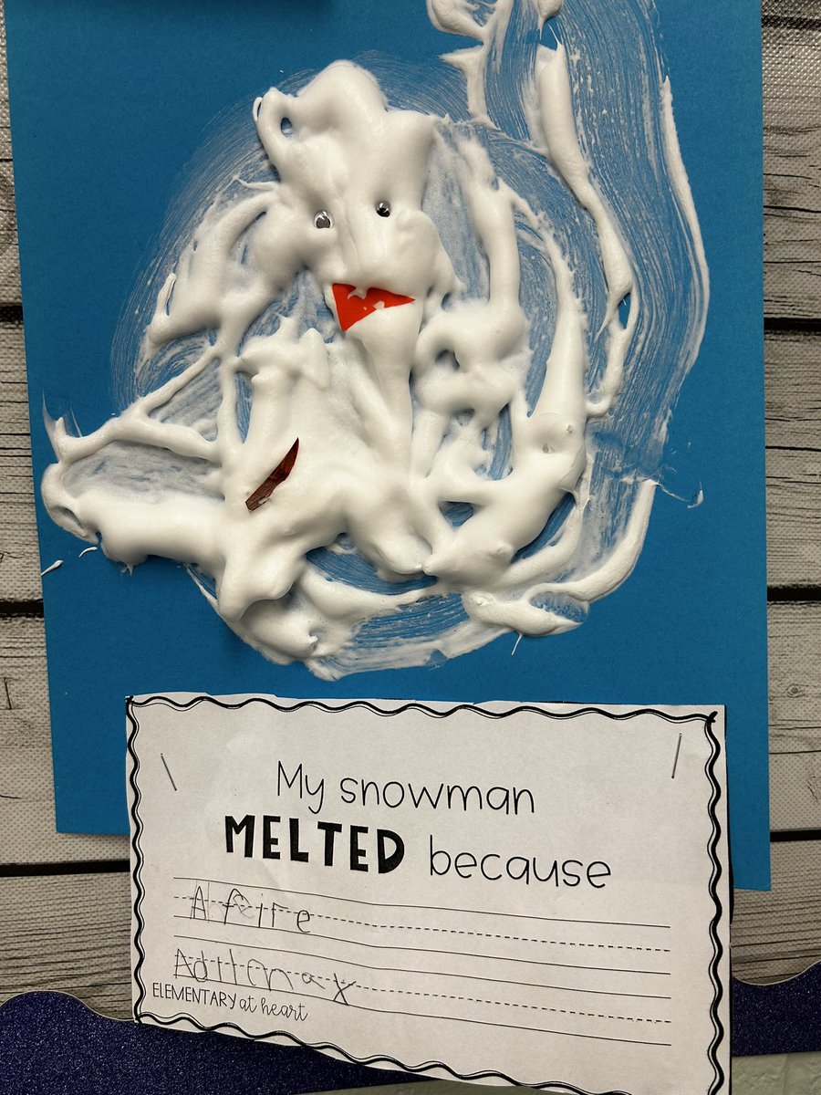 MissHarman_ENL's tweet photo. After reading Sneezy the Snowman, we discussed why things melt and came up with reasons why our snowmen melted ! #enl #EnglishLanguageTeaching #phwaves #RiverheadRising https://t.co/QhVO1EJ0bX