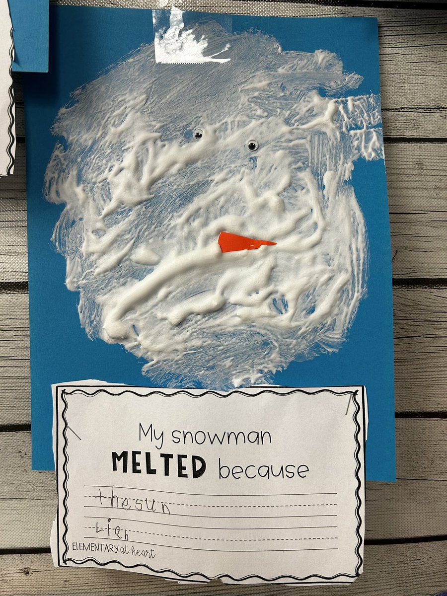 MissHarman_ENL's tweet photo. After reading Sneezy the Snowman, we discussed why things melt and came up with reasons why our snowmen melted ! #enl #EnglishLanguageTeaching #phwaves #RiverheadRising https://t.co/QhVO1EJ0bX