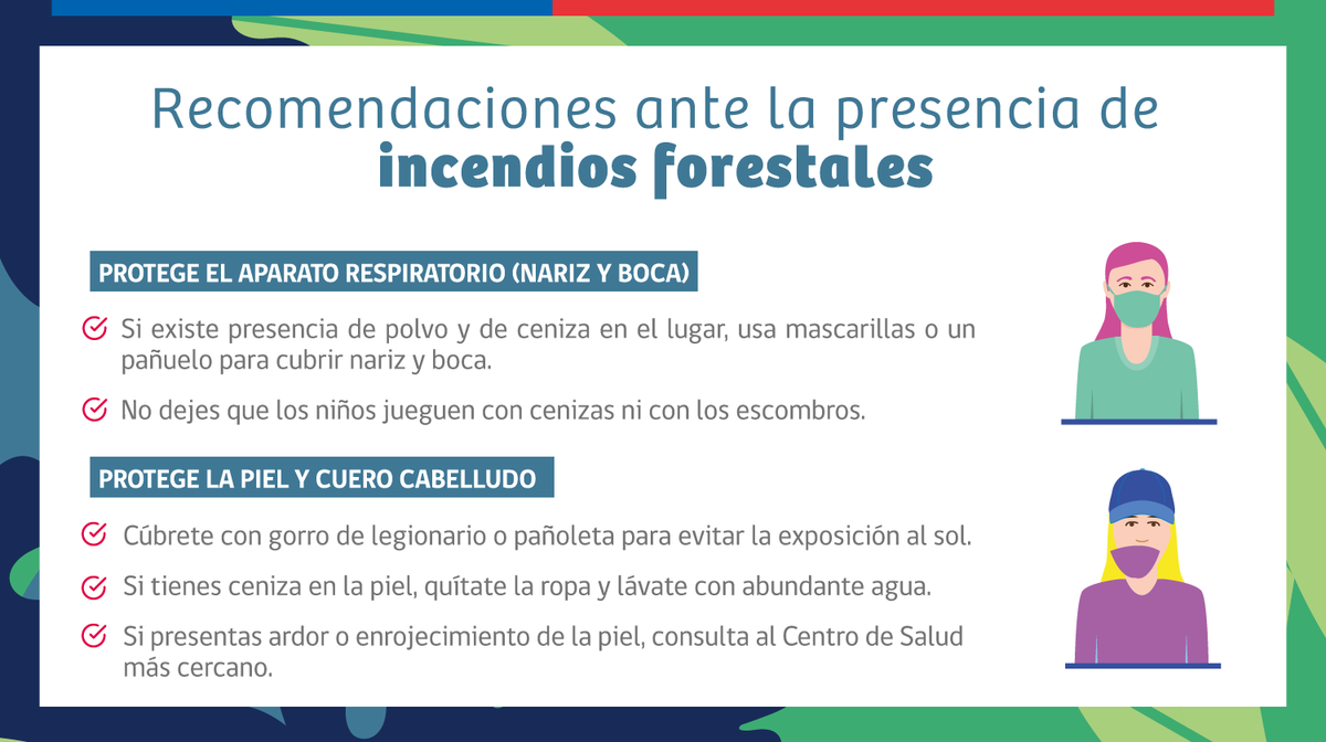 Senapred's tweet photo. #SAE #Quilpué Recuerda no volver a una zona de peligro o área quemada hasta que la autoridad lo disponga. Ante la presencia de humo en cercanías de los focos del incendio, ten en cuenta estas recomendaciones: https://t.co/DnALb1Jbjj