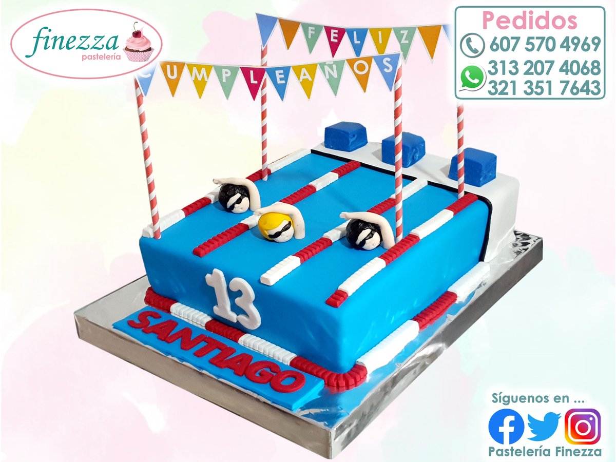 pastelfinezza's tweet photo. Feliz Cumpleaños Santiago!

#PasteleriaFinezza #CelebraConFinezza #FelizCumpleaños #Cumpleaños #HappyBirthday #Ponque #Torta #Cake  #Natacion #Piscina  #Deporte  #EstiloLibre #Santiago https://t.co/lSXaWibHju