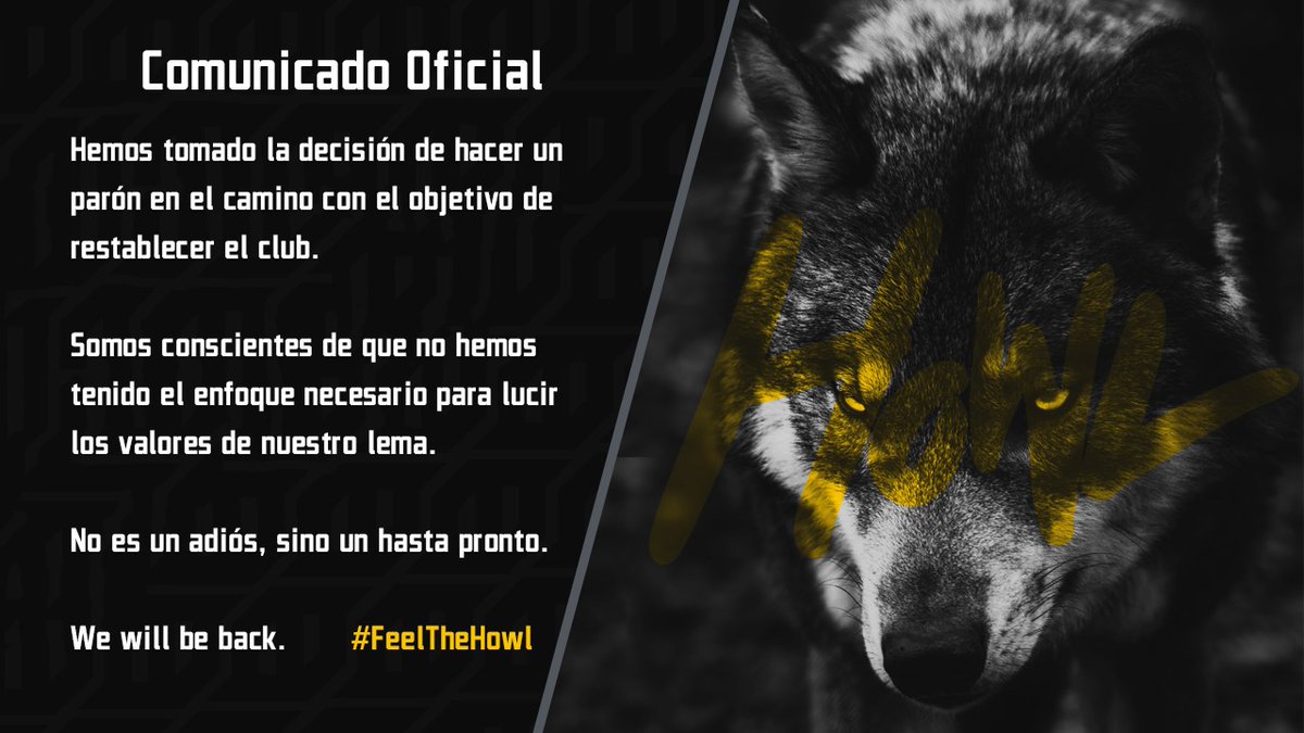 _Howlesports's tweet image. COMUNICADO OFICIAL.