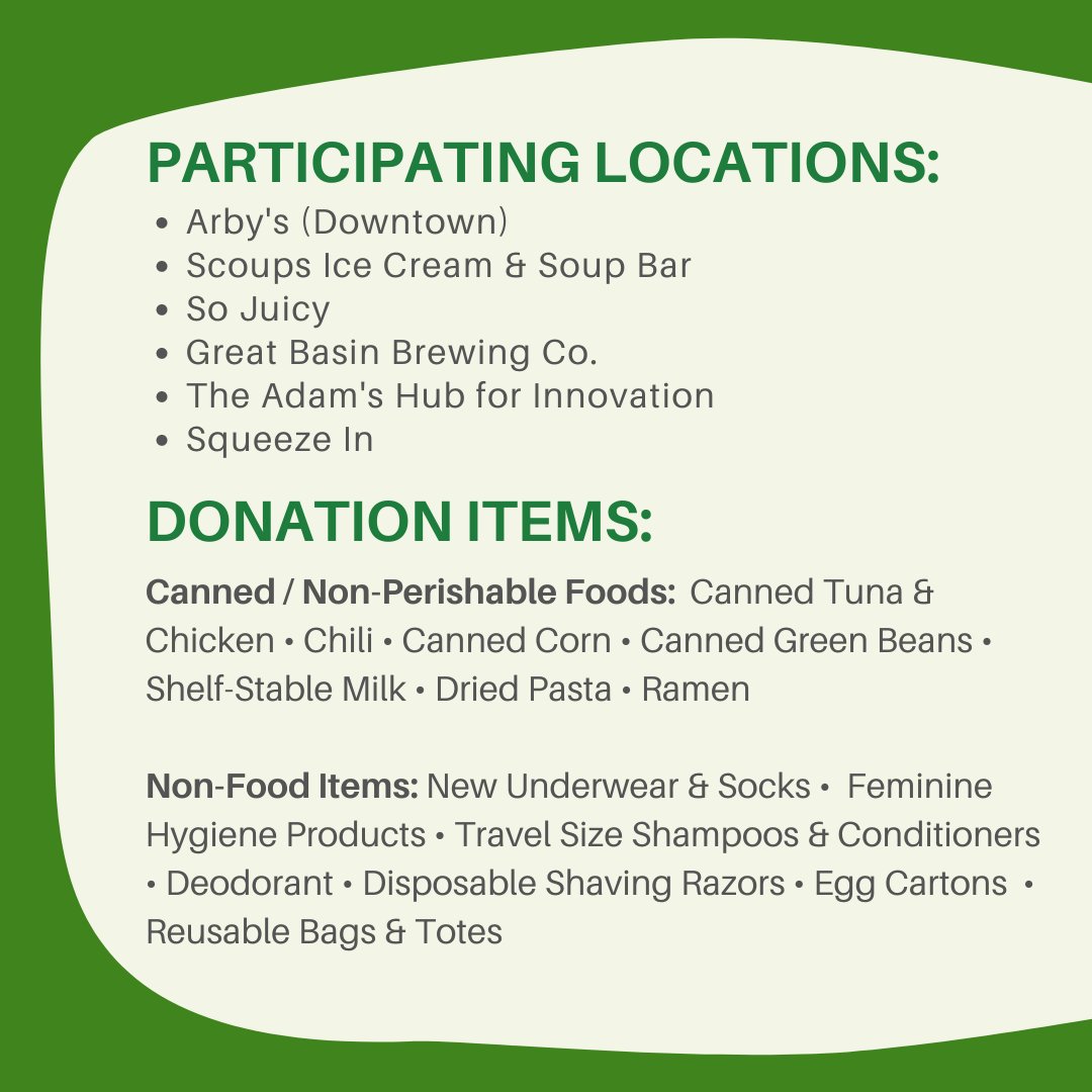 greenUPNV's tweet photo. Carson City's Green Dining District is hosting a winter drive for FISH! You can visit 6 locations across downtown to donate non-perishable foods and toiletries. Running now thru the 25th - tis' the season of giving! https://t.co/09WyJN66sL