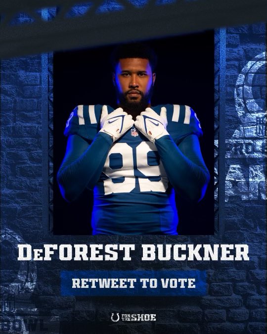 Last Day to Vote! Every RT= 2 Votes 🤙🏾

#ProBowlVote DeForest Buckner

#ProBowlVote DeForest Buckner

#ProBowlVote DeForest Buckner