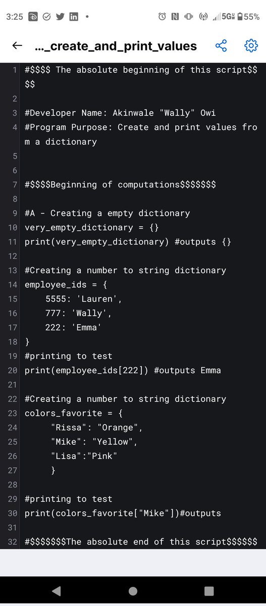 WallyOwi30's tweet image. 🐍Python 3: Dictionaries. How to create them + how to print values from them
#python3 #learnpythonprogramming