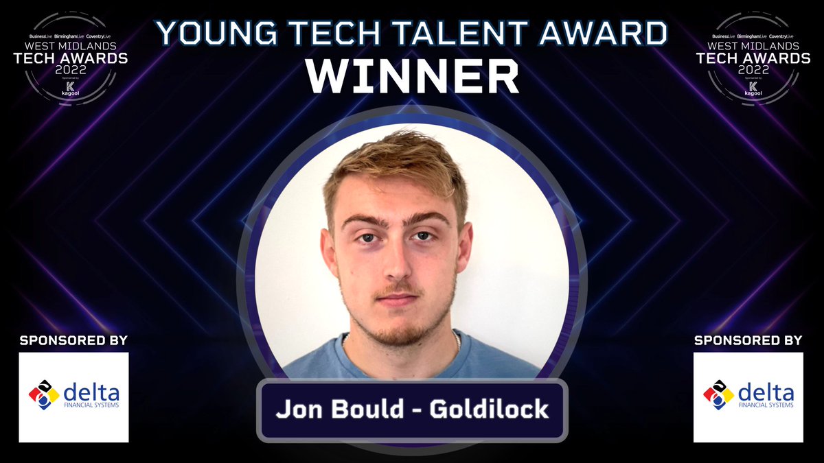 birmingham_live's tweet photo. Our first award of the evening is Young Tech Talent which recognises achievement for someone aged 35 and under. Our winner is Jon Bould from cyber security firm @GoldilockSecure sponsored by @FsDelta #WMTechAwards https://t.co/wlTj1Jxfp6