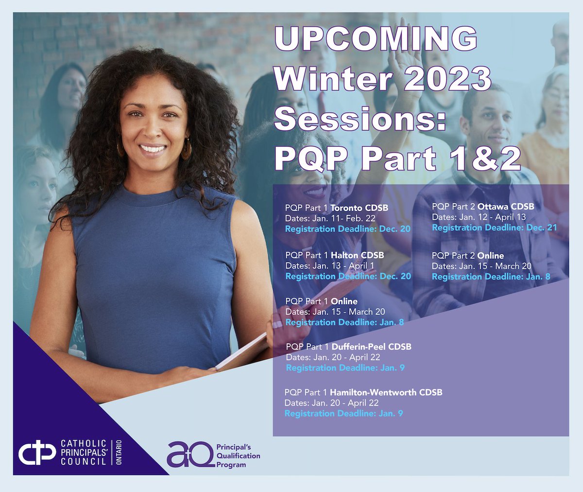 CPCOofficial's tweet image. Prospective Principals, join us on this journey of effective leadership. CPCO has developed courses to prepare you to become a Catholic Principal.  
@TCDSB @DPCDSBSchools #CPCOPQP #Principals

Subsidy Available: bit.ly/3rOI8eY
Register: bit.ly/3MSyGku