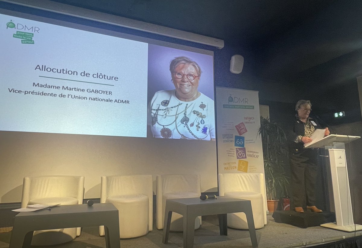 🔴Mme. <a href="/MartineGaboyer/">Gaboyer Martine</a> , Présidente de la Fédération ADMR de la Sarthe, conclue notre journée nationale dédiée à l’Habitat autrement #ADMR. Bravo à toutes et tous pour la richesse des échanges ! Merci d'avoir suivi ce #LiveTweet