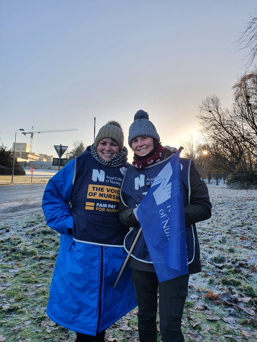 Facing the elements at the CAH RCN picket line.  Very cold but so worth the numb toes in order to show my support and commitment to the nursing profession.  #FairPayforNursing #saferstaffing