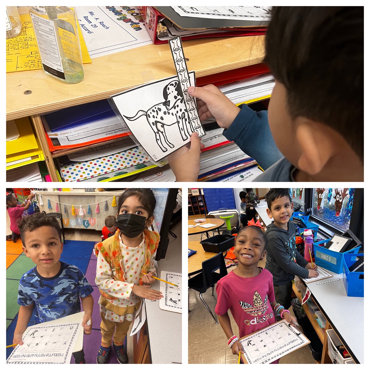 After reading “Measuring 🐶 Penny”, we searched the room to find pictures from the story and measured them using our dog bone rulers! 🦴💚  These mathematicians had a blast! #Kindergarten <a href="/WillowRoadVS13/">Willow Road School</a> <a href="/VS13UFSD/">ValleyStream13UFSD</a>