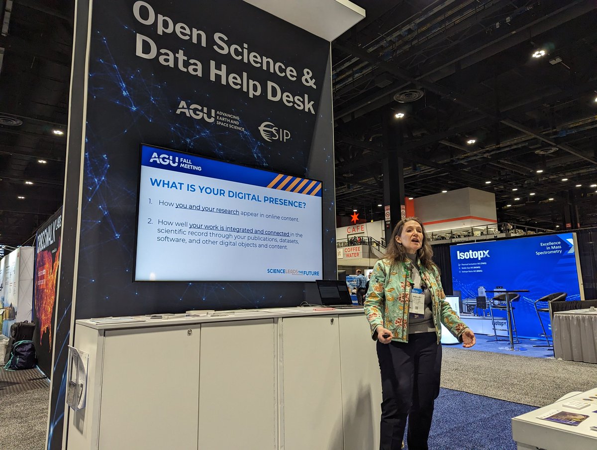 Good morning. Join us at the Data Help Desk this morning with <a href="/ShelleyStall/">Shelley Stall + @shelleystall.bsky.social</a> talking about how to increase your digital presence. #AGU2022