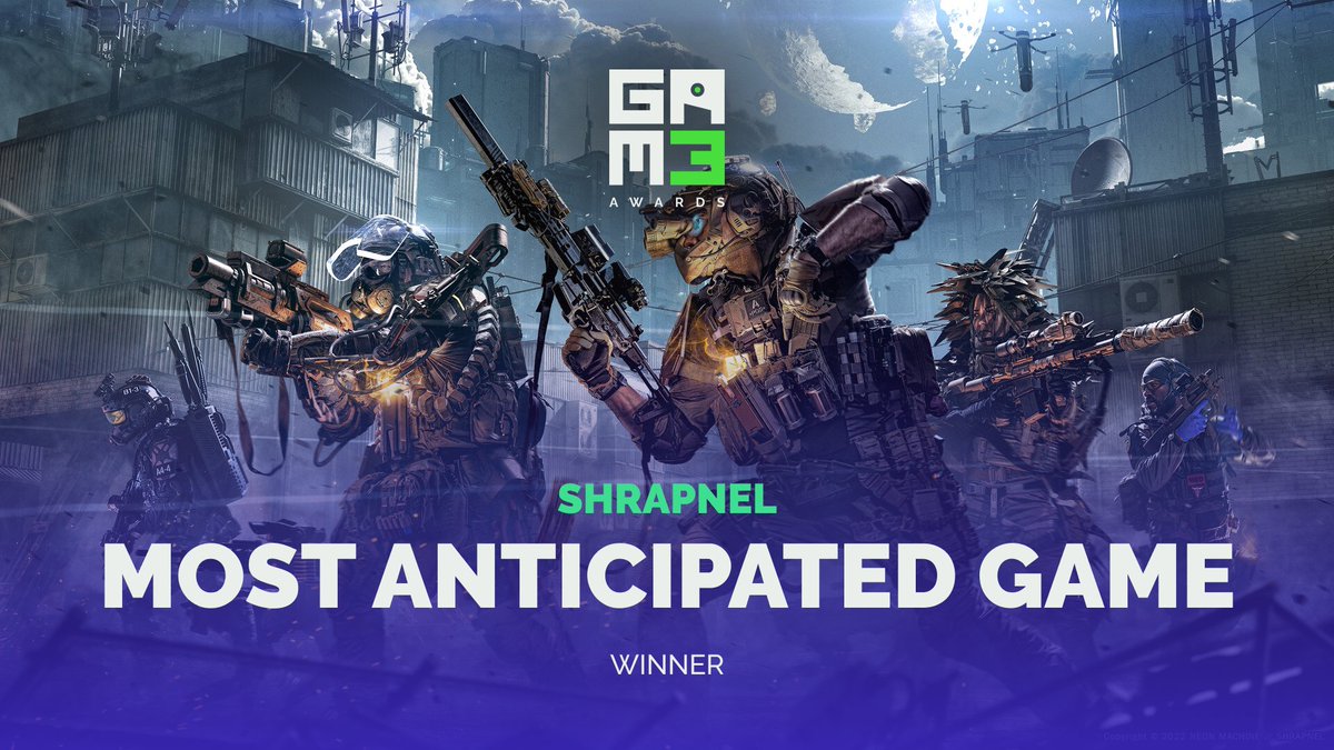 gamesdotgg's tweet photo. Congratulations to @playSHRAPNEL for winning the Most Anticipated Game Award! #GAM3Awards✨ https://t.co/XhODgh8Cw7