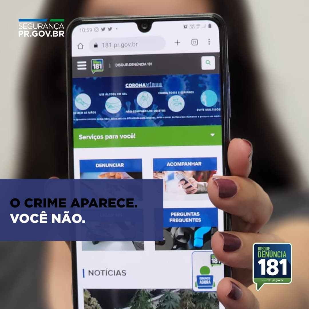 Acesse 181.pr.gov.br de qualquer lugar do Paraná.