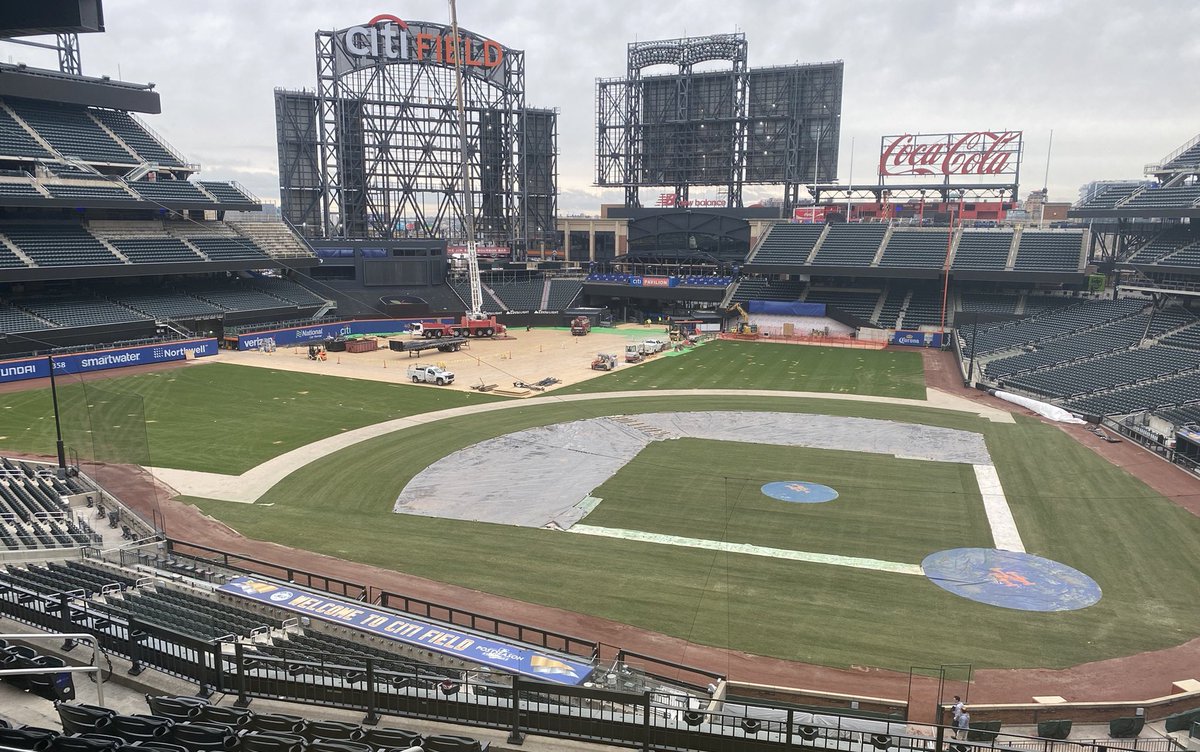 The LARGE scoreboard construction is making progress at Citi Field. #LGM