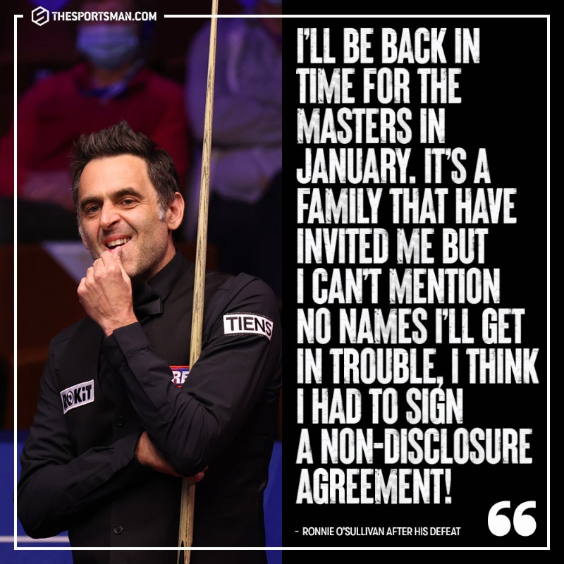 TheSportsman's tweet photo. 🎱 World No1 Ronnie O’Sullivan suffered a shock second-round #EnglishOpen defeat on home Essex soil in his last match of the year on Thursday. 

He's not too disappointed though... 

✍️ @senornunes 

#Snooker | #ILoveSnooker
