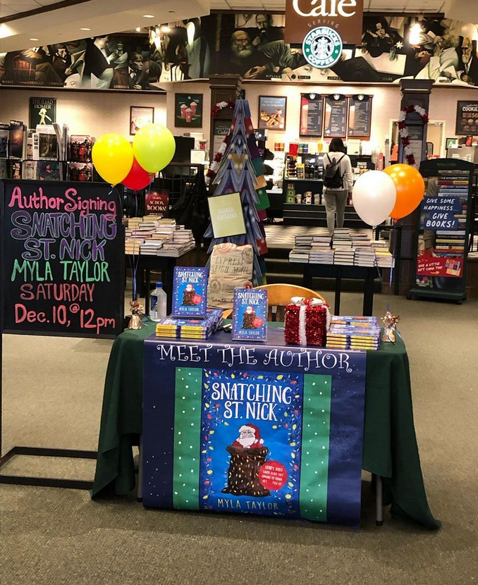 TheMylaTaylor's tweet photo. I had the best time at my first book signing at the @BN_Valencia Barnes and Noble for SNATCHING ST. NICK. It was a huge success!!! Signed copies are available for purchase at their store and online. https://t.co/LgqKDhgJvq #middlegradebooks #kidbooks #kidlit #books https://t.co/jQnWBaJAZZ