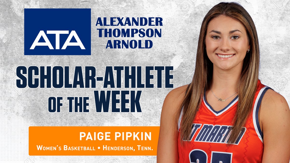 ETHAN_RECLAIM's tweet photo. Congratulations to the ATA Scholar-Athlete of the Week: Paige Pipkin from @UTMartinWBB!

🟠 Class: Graduate
🟠 Hometown: Henderson, Tenn.
🟠 Major: Business Administration https://t.co/QkhUhE3Sos