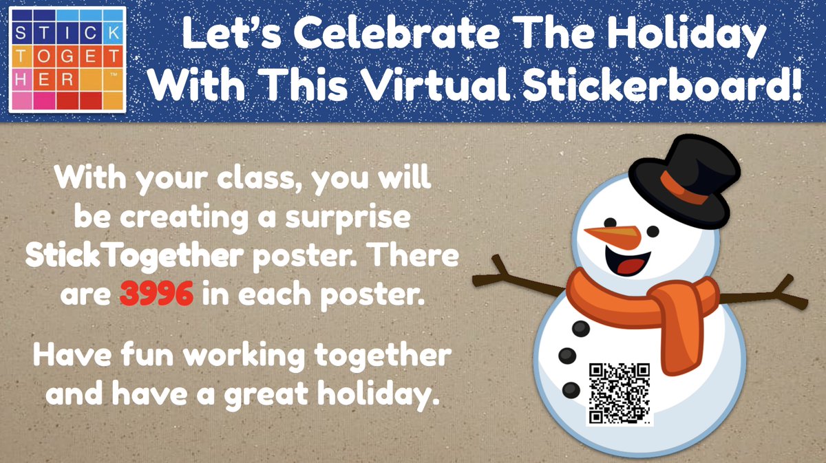 shannonmmiller's tweet photo. Here is a little virtual @StickTogether surprise for the holiday. ☃️

You can make one for your students with FREE virtual sticker boards and this template too. All the directions in this post, friends. 

https://t.co/B5aHBTTIXJ

#tlchat #futurereadylibs #edtech #STEM #ISTElib https://t.co/294VCtRBOv