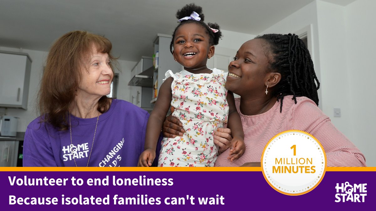 #HomeStartVolunteers make a difference to 1000s children & their parents each year. At this critical time, more families need support. That's why Home-Start UK  are supporting @gmb on their #1MillionMinutes campaign.  Pledge your time to end loneliness.