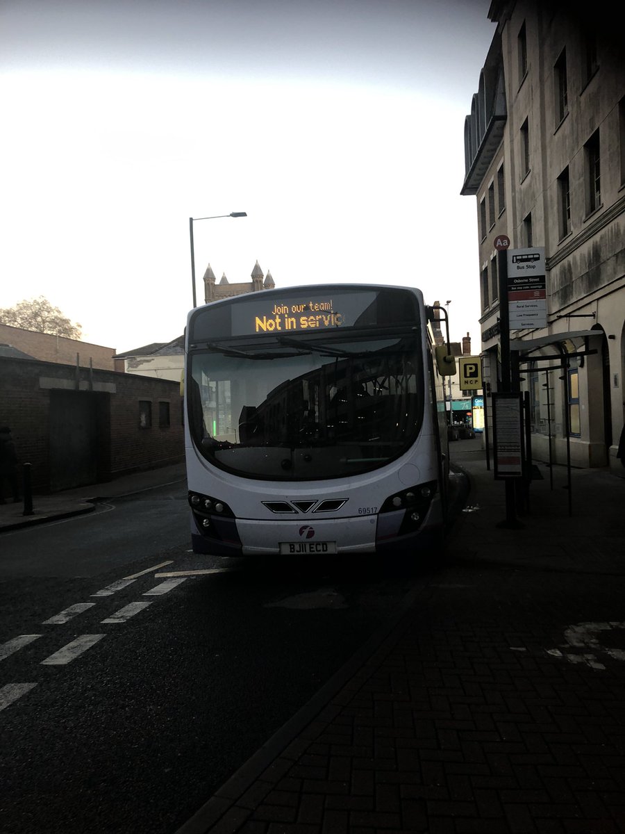 #TransferThursday First Essex Volvo B7RLE Wrightbus Eclipse Urban 2 bus 69517 at Colchester City Centre Osborne Street today this bus has literally entered service with First Essex in Colchester as it was on a round trip on service 371 and is a recently transferred from Hadleigh