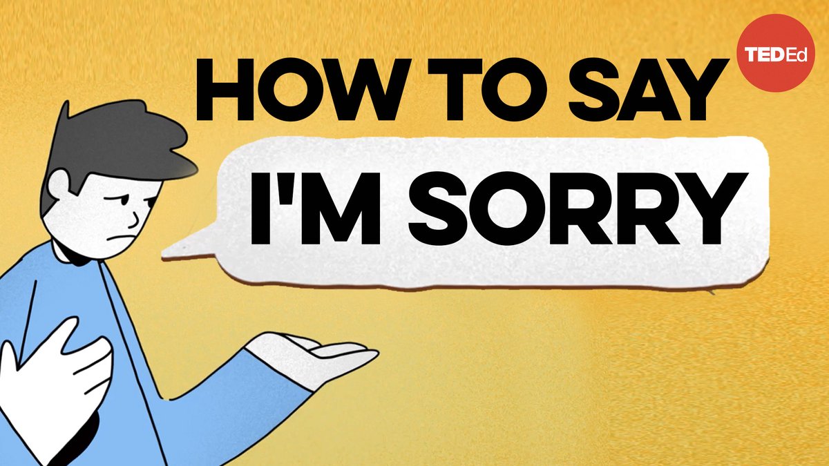 TED_ED's tweet photo. NEW VIDEO: From classic non-apologies, to evasive excuses and flimsy corporate promises, it’s all too easy to give a bad apology.

Here’s the best way to deliver an authentic apology (according to science): https://t.co/Rgj9XFAjxU https://t.co/aT1yk9YpdJ