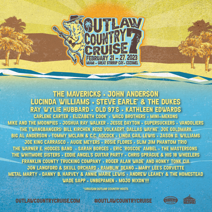 We are playing the Outlaw Country Cruise in February! The lineup is essentially all of our Americana, alt country, roots rock, and country music heroes. And us. Thanks to everyone who made it happen, we won’t let you down. #OutlawCruise #outlawcountry #siriusxm