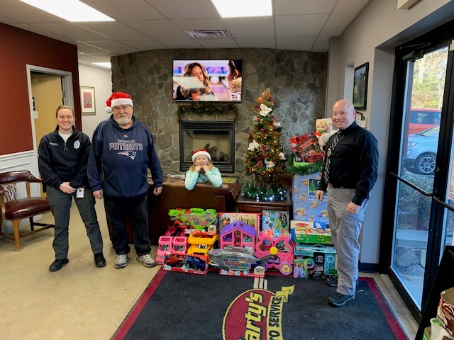 We would also like to give a special thank you to Hailey Crestuk. Each year Hailey raises money and collects toys for our Stuff-A-Cruiser event. (L to R) SRO Nicole Sandell, Marty Souza, Hailey Crestuk, and Lt. James Russell.