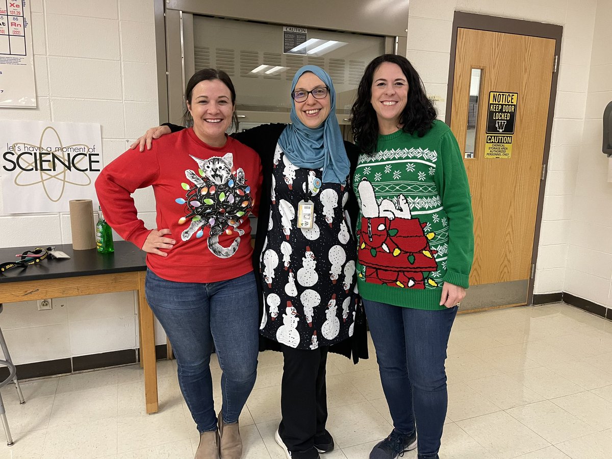 Spirit week Thursday. Today is ugly sweater day…. But we are cute :)!