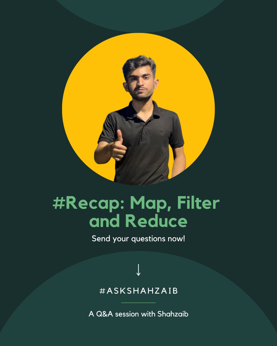 AghaShahzaibAli's tweet photo. #25DaysOfJavaScript
#AskShahzaib
#Recap: Map, Filter and Reduce
#letsconnect #hishamsarwar #map #filter #reduce #polyfills https://t.co/GP7IdzPZ3A